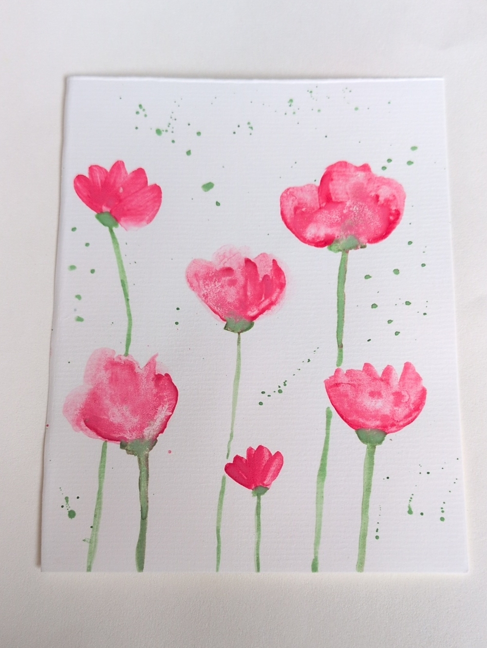 Red Floral Watercolor Painting